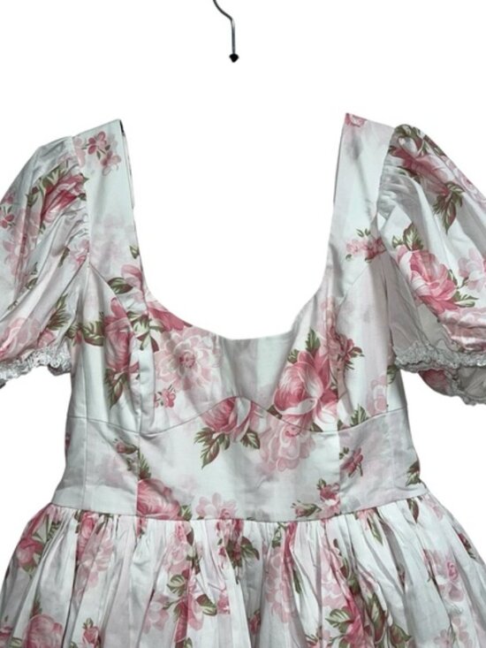 NEW NWT Selkie Sofia Puff Sleeve Sweetheart Mini Babydoll Dress Morning Roses - Picture 6 of 13